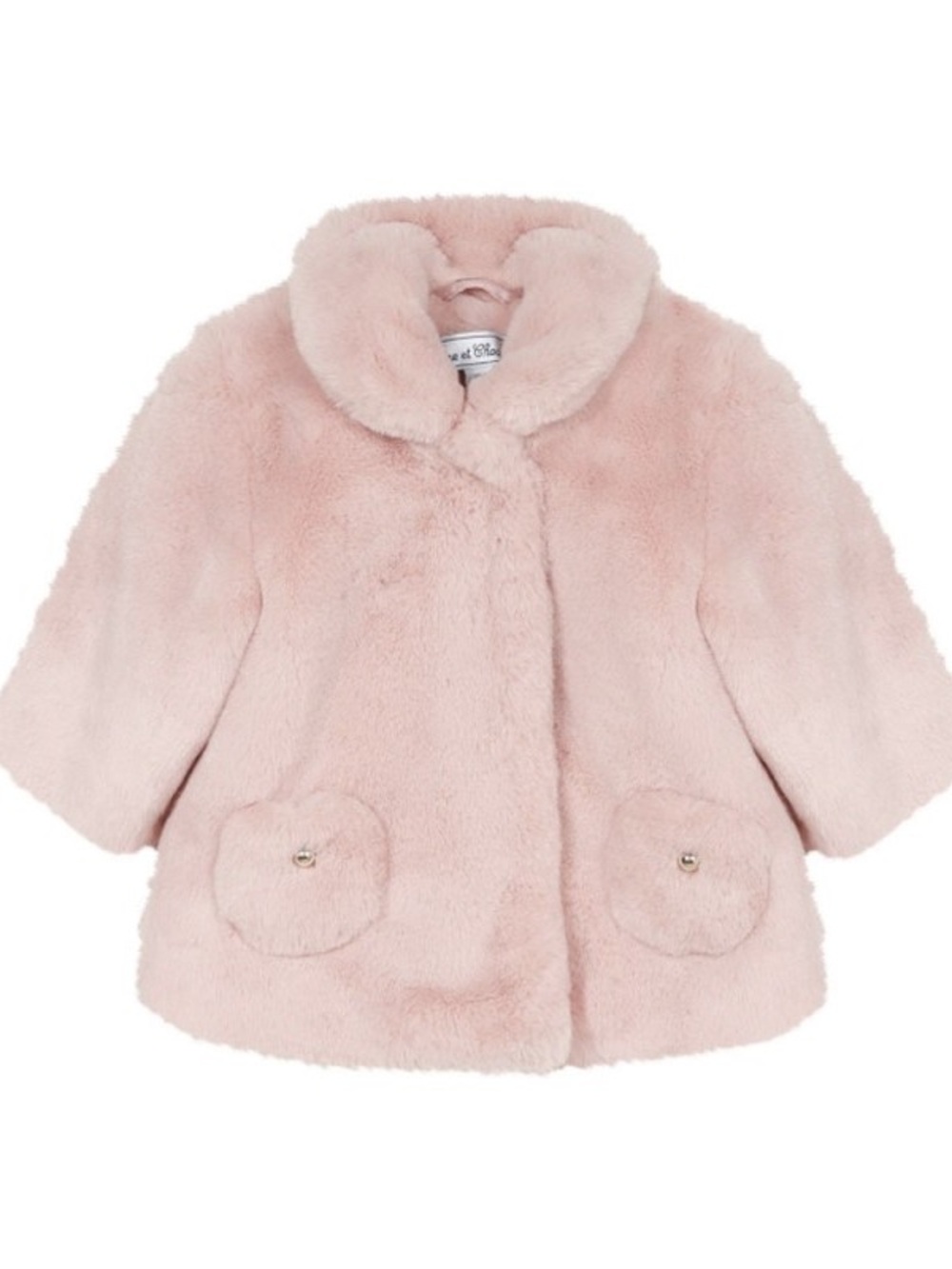 Tartine et Chocolat Luxury Blush Pink Faux Fur Kids Coat